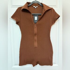 Fashion Nova Chocolate Ribbed Romper